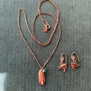 Silver Surfer Pendant with Shark Tooth Earrings